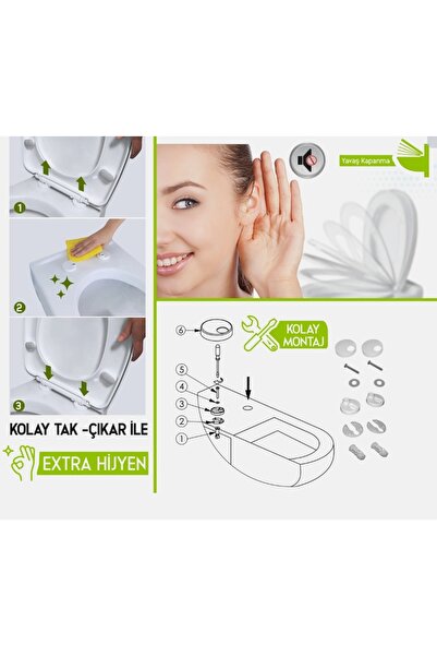 NKP Slim Inci Yavaş Kapanan Klozet Kapağı