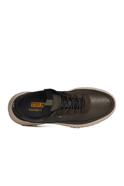 Scootland Khaki Genuine Leather Memory Foam Men's Casual Shoes 152-22487 m