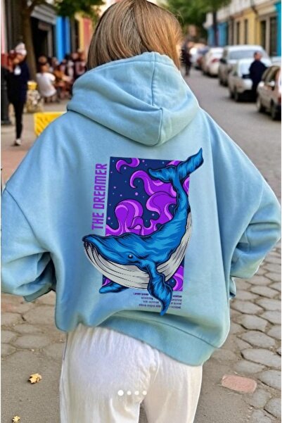 ArtYus Balena albastră unisex, colorată, specială, cu imprimeu bumbac supradi...