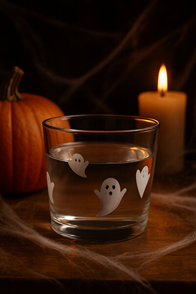 Beige & Stone Halloween Cadılar Bayramı Hayalet Temalı 380 ml Cam Bardak