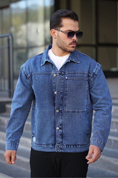 LTC Jeans Мъжка ретро сако с квадратни джобове и копчета, синьо