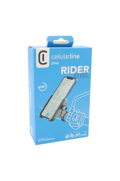 Cellularline ملحق سيارة للهواتف الذكية من رايدر ستيل، عالمي لمعظم الأجهزة، أسود
