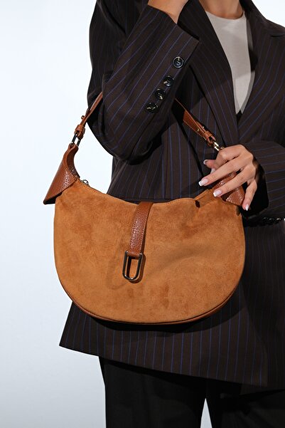 LuviShoes Bexley Tan Suede Genuine Leather Women's Shoulder Bag