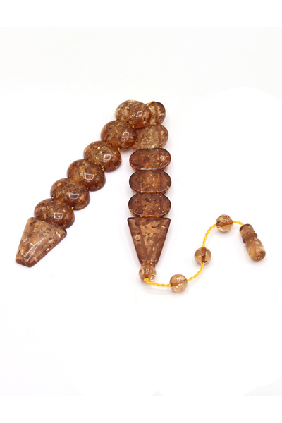 Midyat Nurtaş Gümüş Kahverengi Altın Parçacıklı Oval Kesim Toz Kehribar Balık...