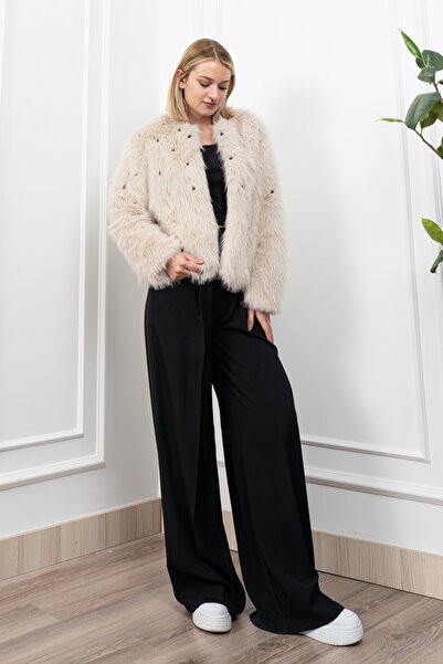 MissVina Jachetă de pluș K haină de blană artificială cu detalii perlat 2602