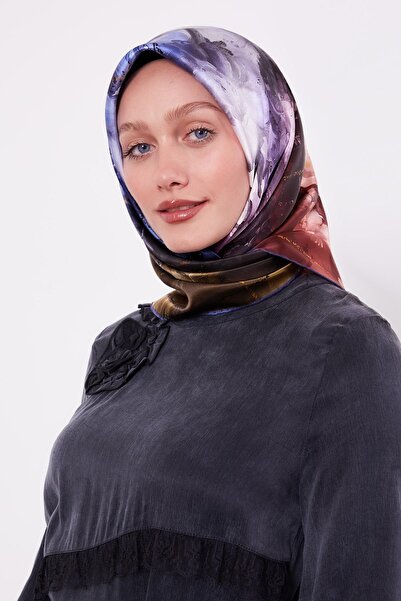 Levidor Μεταξωτό μαντήλι Sura με μοτίβο ναυτικό μπλε βιολετί