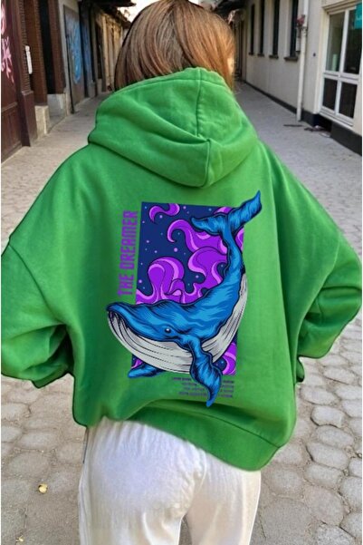 ArtYus Balena albastră unisex, colorată, specială, cu imprimeu bumbac supradi...