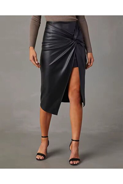 angel stayl yeni sezon yeni model siyah deri etek