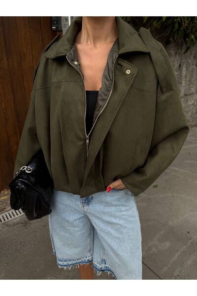 LİNDALİNA TEKSTİL سترة نسائية كبيرة الحجم من جلد الغزال الأنيق