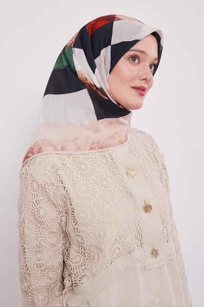 Levidor وشاح قطني بنمط خطوط القهوة بالحليب