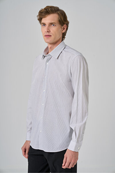 Morven Чоловіча сорочка з чорними смужками, прямий крій, жорсткий комір