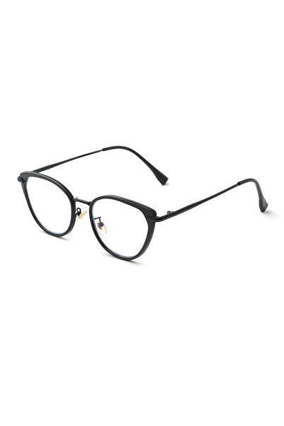Angel Eyes Black Frame Clear Glass Blue Light Protection Computer Glasses