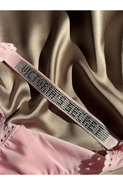 GORALİS JEWELRY 2'li Taş & Dantel Detaylı Pembe Siyah Lüks Külot