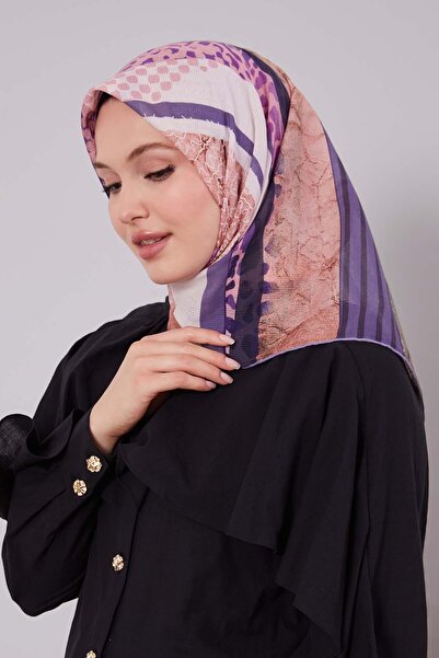 Levidor Lilac Stripe Pattern Cotton Scarf