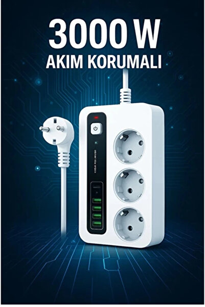 Vothoon P10 3X Priz 3000W Akım Korumalı 4X Usb 2X Type-c Girişli Çoklu Priz