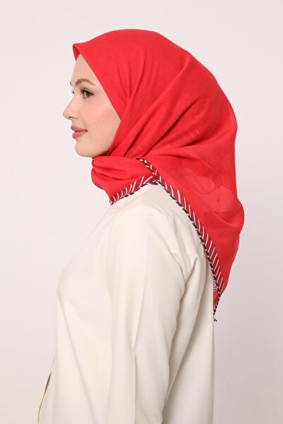Levidor Red Striped Cotton Scarf