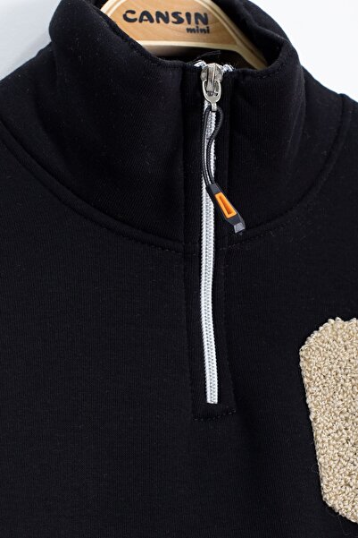 Cansın Mini Κρεμ βελούδινο παντελόνι με φερμουάρ και γιακά με ανάγλυφο ανδρικό κοστούμι για αγόρια 23242