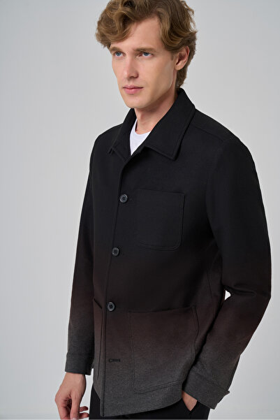 Morven Ανδρικό μπουφάν πουκάμισο από πολυβισκόνη σε μαύρο χρώμα