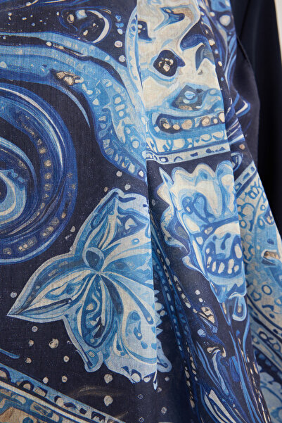 Schaless Kozmik Paisley - Mavi - Efilia Desenli Şal - 70x190 Cm
