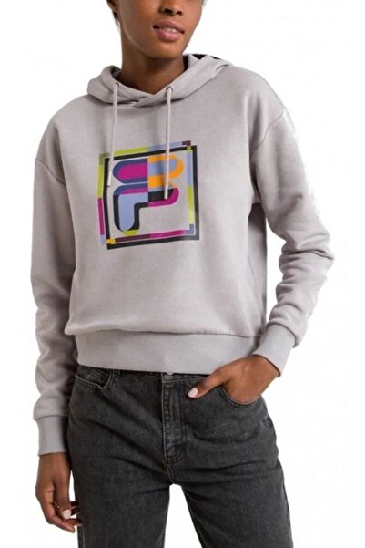 FILA Hanorac de damă, amestec de bumbac/poliester, gri, mărimea L