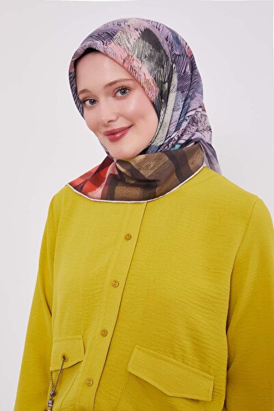 Levidor Μωβ καρό βαμβακερό κασκόλ