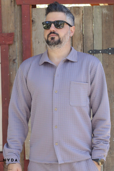 Nyda Collections Ανδρικό καπιτονέ ύφασμα ελαφρύ μακρυμάνικο πουκάμισο