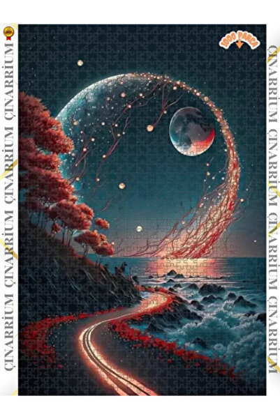 pınaxar 3 Boyutlu Tropikal Doğa Manzara Temalı Çift Katlı Çerçeveli Asılabilir Ahşap Puzzle 1000 PARÇA 50X70