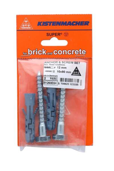 Anchor مجموعة من 2 مسامير ومثبتات 12×60 مم من KM