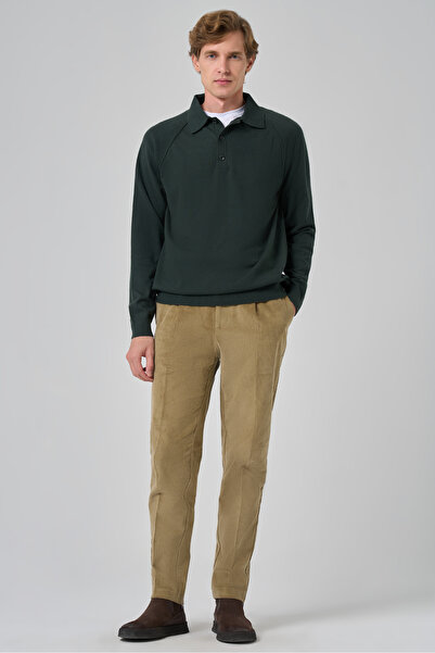 Morven Men's Khaki Trend Core Spun Polo Neck Dynamic Fit Relaxed Fit Knitwear