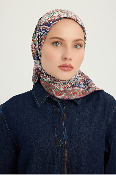 Schaless Palati Eterni - Maro - Eșarfă din Viscoză cu Motiv Vierra - 90x90 Cm