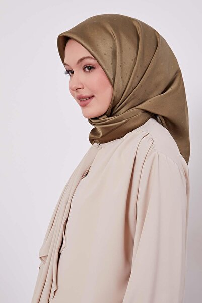 Levidor Μεταξωτό μαντήλι με μοτίβο χακί με μονόγραμμα