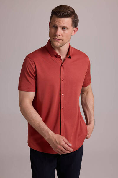 Ysf Men's Cinnamon Mercerized Short Sleeve Shirt