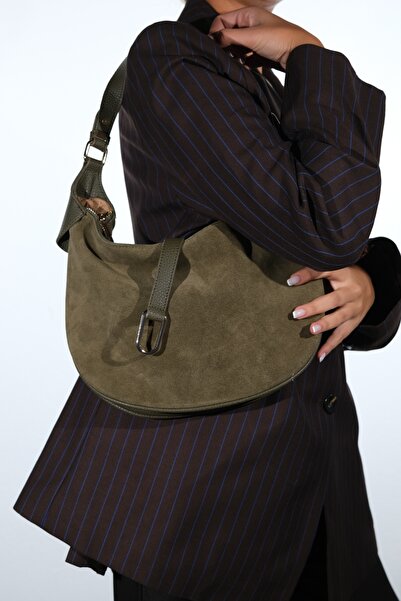 LuviShoes Bexley Khaki Suede Genuine Leather Women's Shoulder Bag