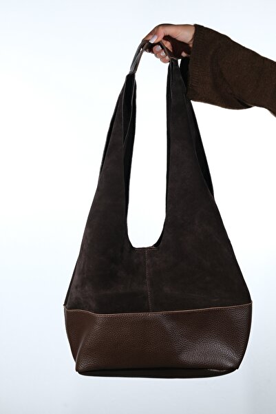 LuviShoes Avos Brown Suede Genuine Leather Women's Shoulder Bag