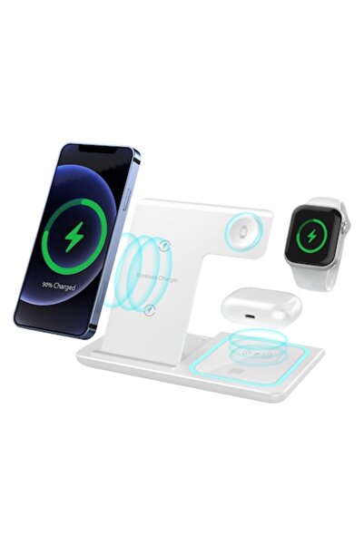 OEM 3 in 1 Wireless Charger Fast Charging 15W for iPhone, Samsung, Huawei, etc., White