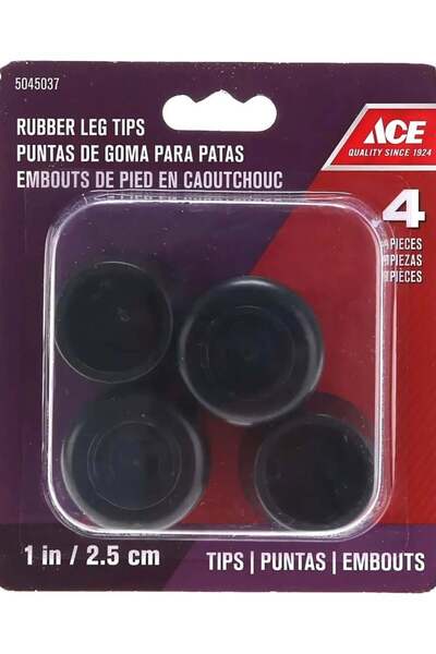 ACE 4 Pieces Non-Slip High-Quality Rubber Leg Ends Black 2.5 cm
