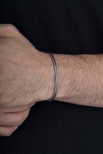 Gümüş Pazarım Tilki Kuyruğu 925 Ayar Gümüş Erkek Zincir Bileklik