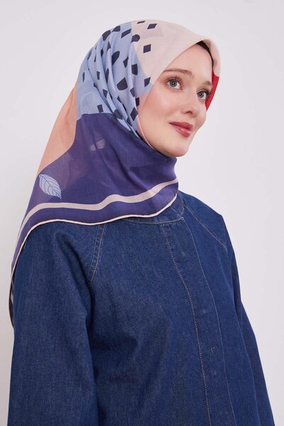 Levidor وشاح قطني بنمط أوراق الشجر باللون الأرجواني