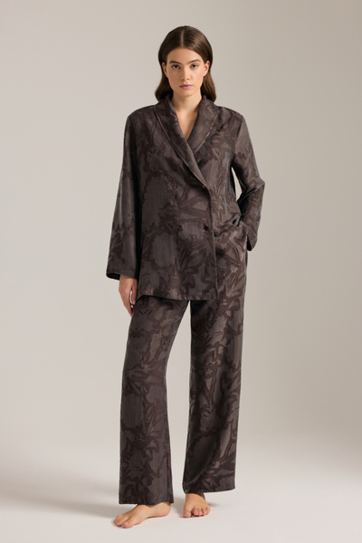 Aker Καφέ πιτζάμα με υφή και ελαστική μέση