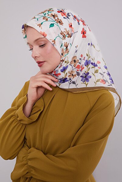 Levidor وشاح ناعم بنمط فرع زهرة أخضر زيتي