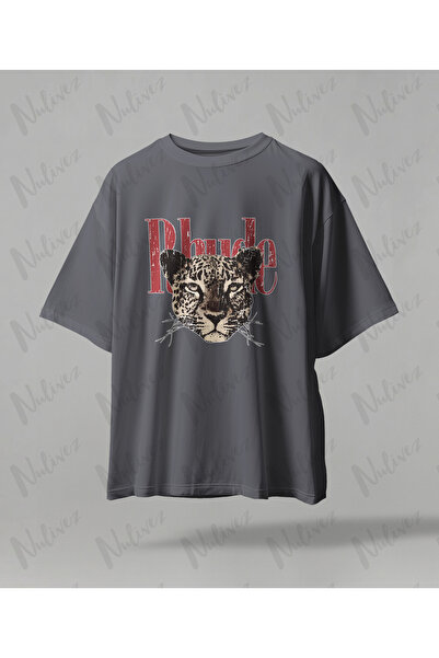 Nulivez تي شيرت كبير الحجم مطبوع عليه الفهد عالي الجودة للجنسين