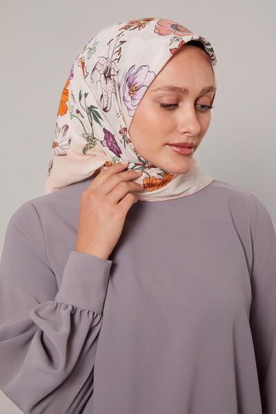 Levidor Yavruağzı Daisy Pattern Cotton Scarf