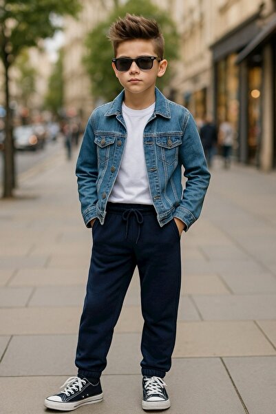 Cloise Navy Blue Sweatpants Suitable for School and Daily Use Double Face Ela...