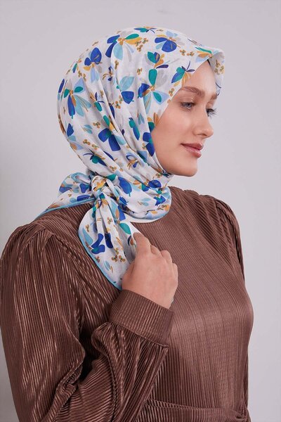 Levidor Seaweed Green Floral Pattern Soft Scarf