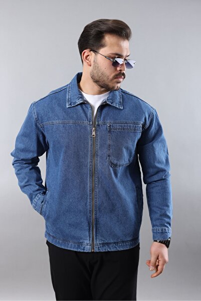 LTC Jeans Men's Regular Fit Light Blue Sports Model Zippered Denim Jacket
