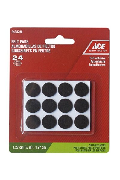 ACE 24-Piece Self-Adhesive Round Felt Pads Black 1.27cm