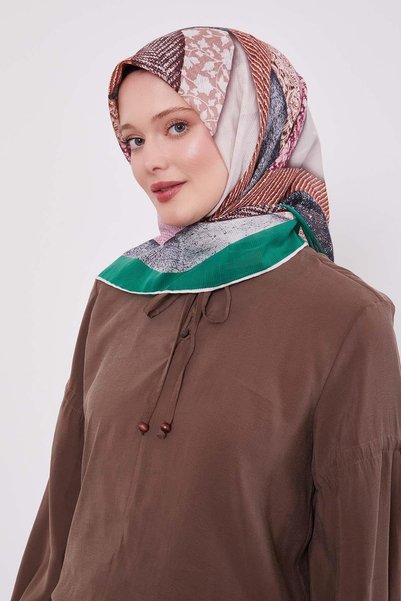 Levidor وشاح قطني هندسي أخضر