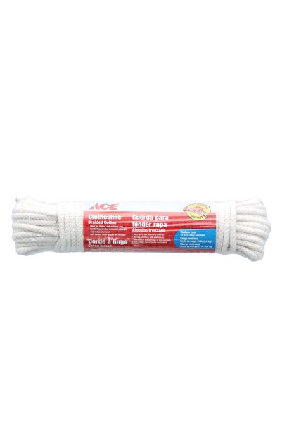 ACE Braided Cotton Clothesline - White, 7/32 Inch, Sold Per Meter