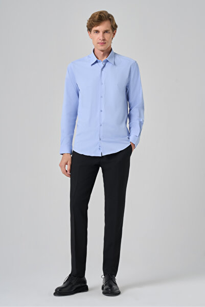 Morven Men's A. Blue S Slim Fit Hard Collar Shirt