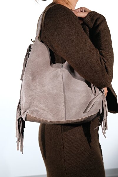 LuviShoes Vals Mink Suede Genuine Leather Tassel Women's Shoulder Bag